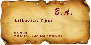 Balkovics Ajna névjegykártya